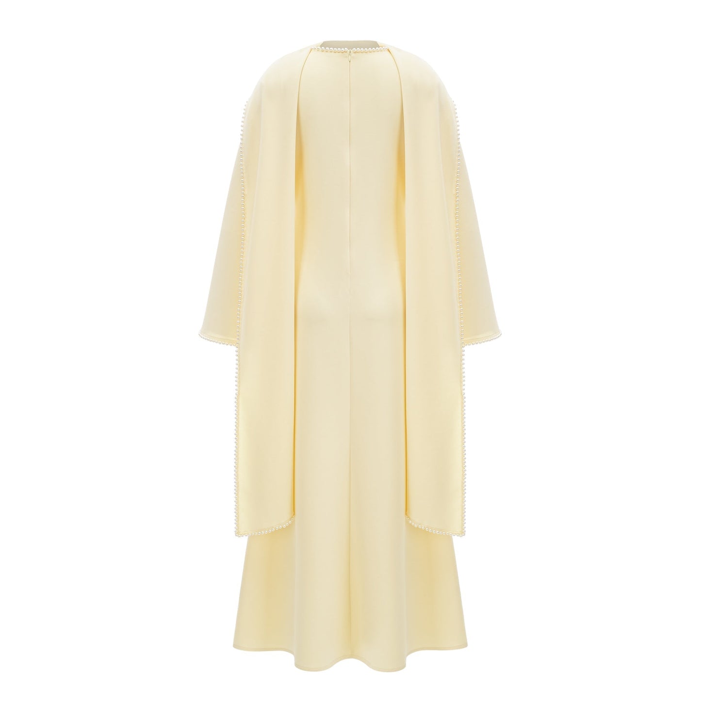 murray Yellow Pearl Trim Shawl Detail Maxi Dress