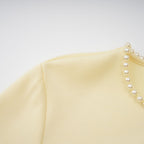 Flowering Girl Women murray Yellow Pearl Trim Shawl Detail Maxi Dress