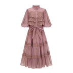 Flowering Girl Women Inès lace cut-out tiered midi dress