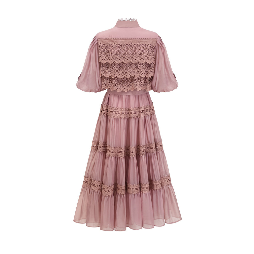 Flowering Girl Women Inès lace cut-out tiered midi dress