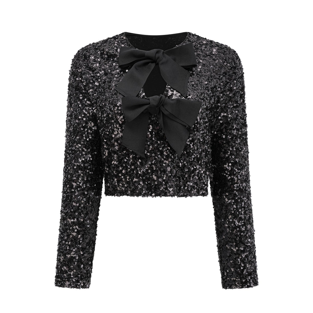 Flowering Girl Women Nerissa tie-front sequinned jacket