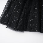 Flowering Girl Women Black Sheer Lace High Neck Long Sleeve Tulle Mini Dress