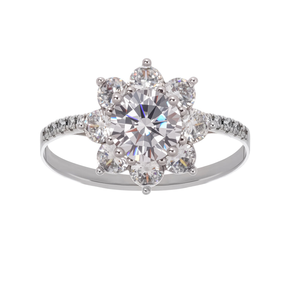 Émilie Sterling Silver Flower Shaped Zircon Gemstone Ring