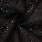 Flowering Girl Women Black Sheer Lace High Neck Long Sleeve Tulle Mini Dress