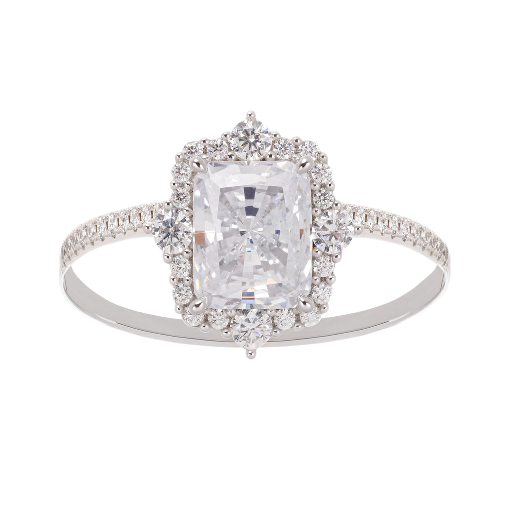 Émilienne Sterling Silver Rectangular Zircon Gemstone Ring
