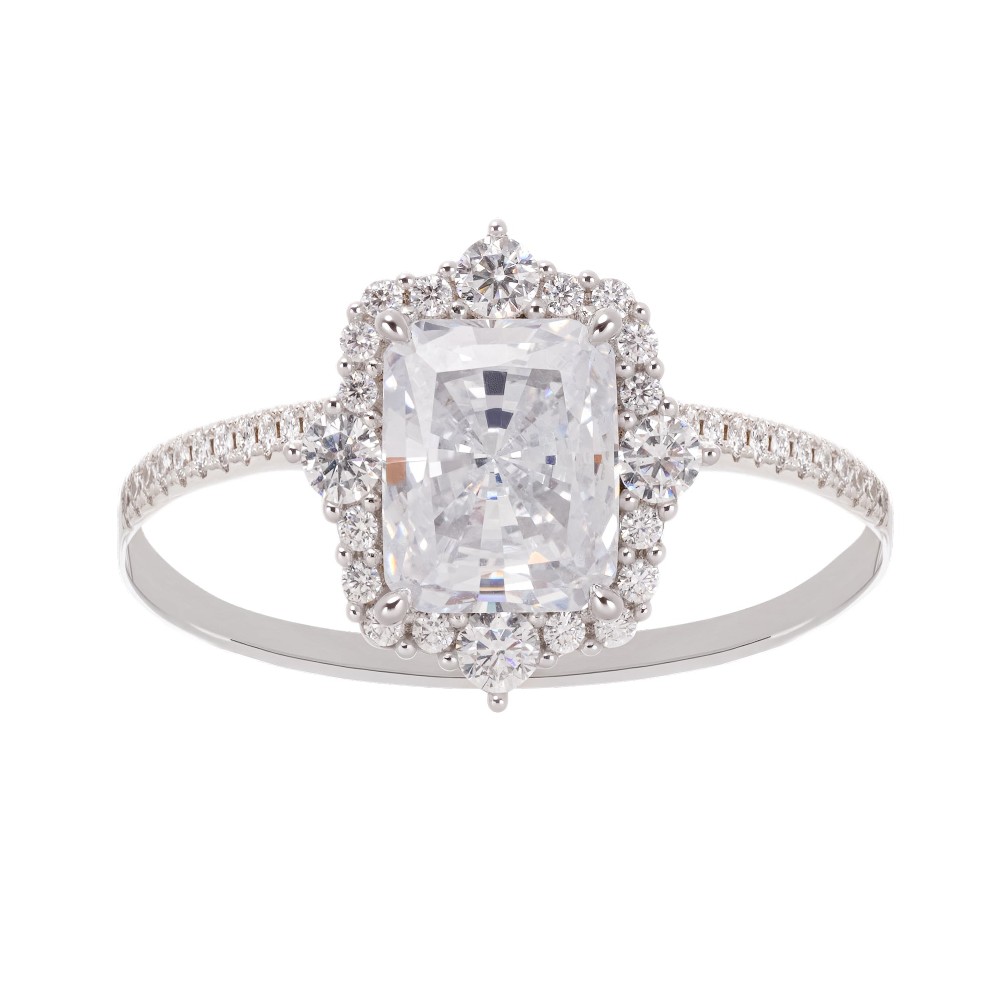 Émilienne Sterling Silver Rectangular Zircon Gemstone Ring