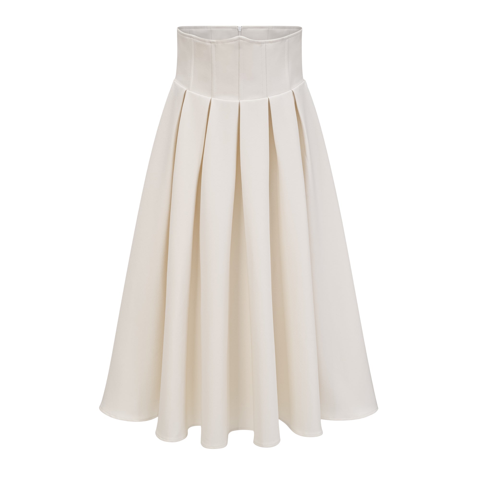Flowering Girl Women Pearl Embellished Collar Crop Blazer &amp; High Waist Pleated Midi Skirt Two Piece Set