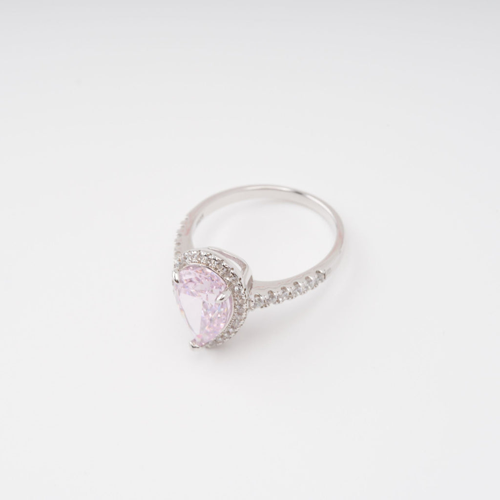 Éclat Pink Pear Shaped Gemstone Sterling Silver Ring