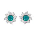 Erica Green Flower Shaped Gemstone Sterling Silver Earrings