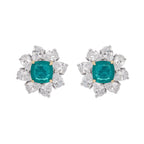 Erica Green Flower Shaped Gemstone Sterling Silver Earrings