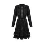 Flowering Girl Women Fabienne black embellished ruffled knitted mini dress