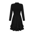Flowering Girl Women Fabienne black embellished ruffled knitted mini dress