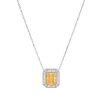 Eini Yellow Square Gemstone Pendant Sterling Silver Necklace