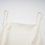 Lyna White Satin Ruffled Mini Dress With Shawl Panel Detail
