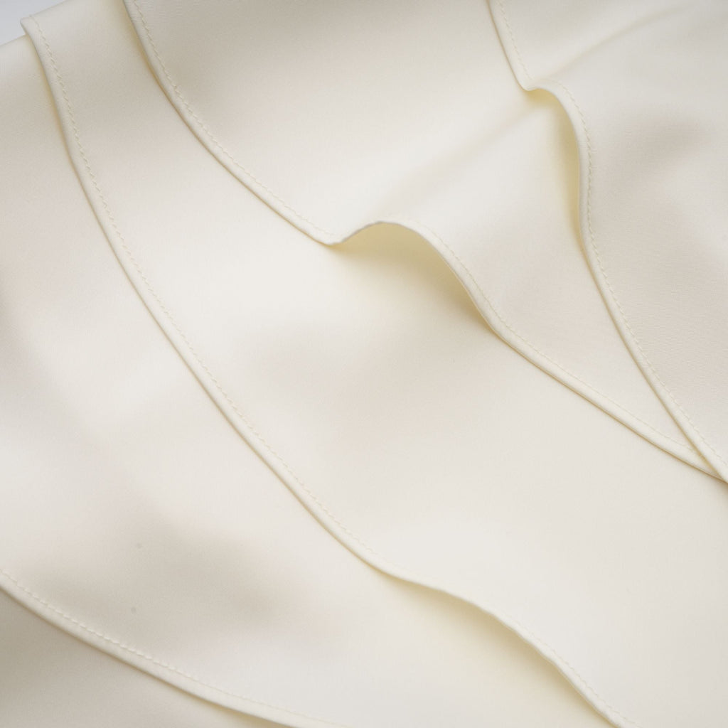 Lyna White Satin Ruffled Mini Dress With Shawl Panel Detail