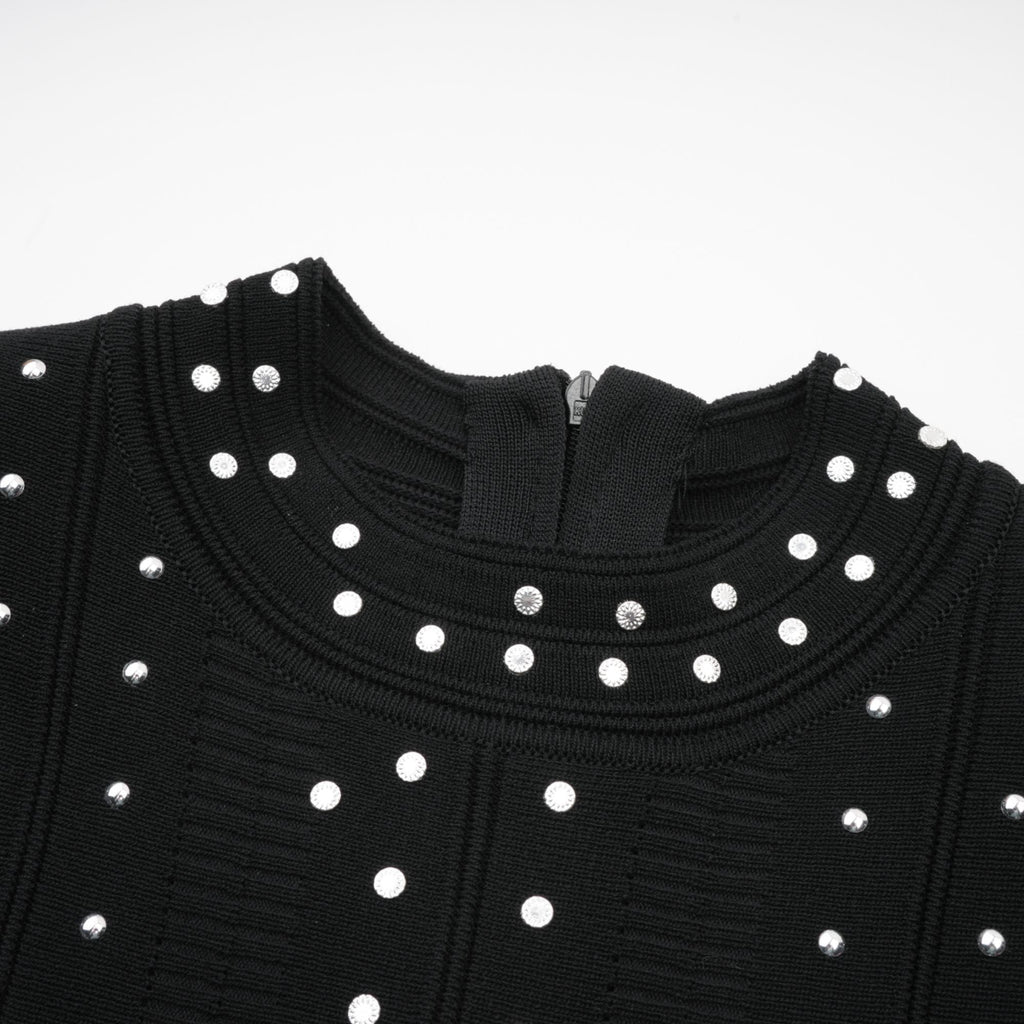 Flowering Girl Women Fabienne black embellished ruffled knitted mini dress