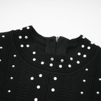 Flowering Girl Women Fabienne black embellished ruffled knitted mini dress