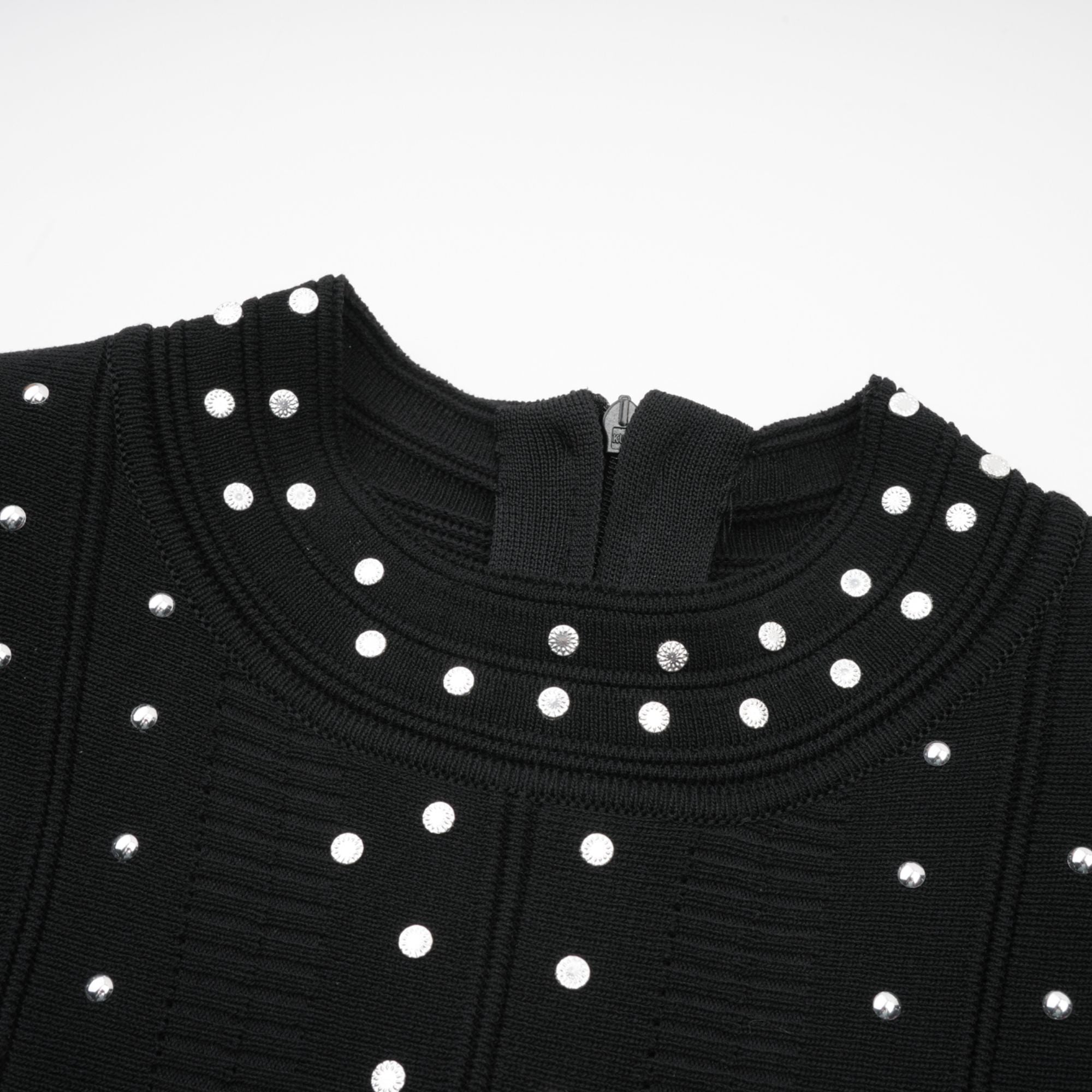 Flowering Girl Women Fabienne black embellished ruffled knitted mini dress