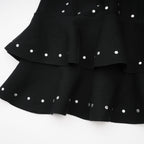 Flowering Girl Women Fabienne black embellished ruffled knitted mini dress