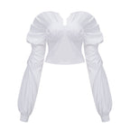 Flowering Girl Women tiffany White off-shoulder Ruched Blouse & Skirt Set