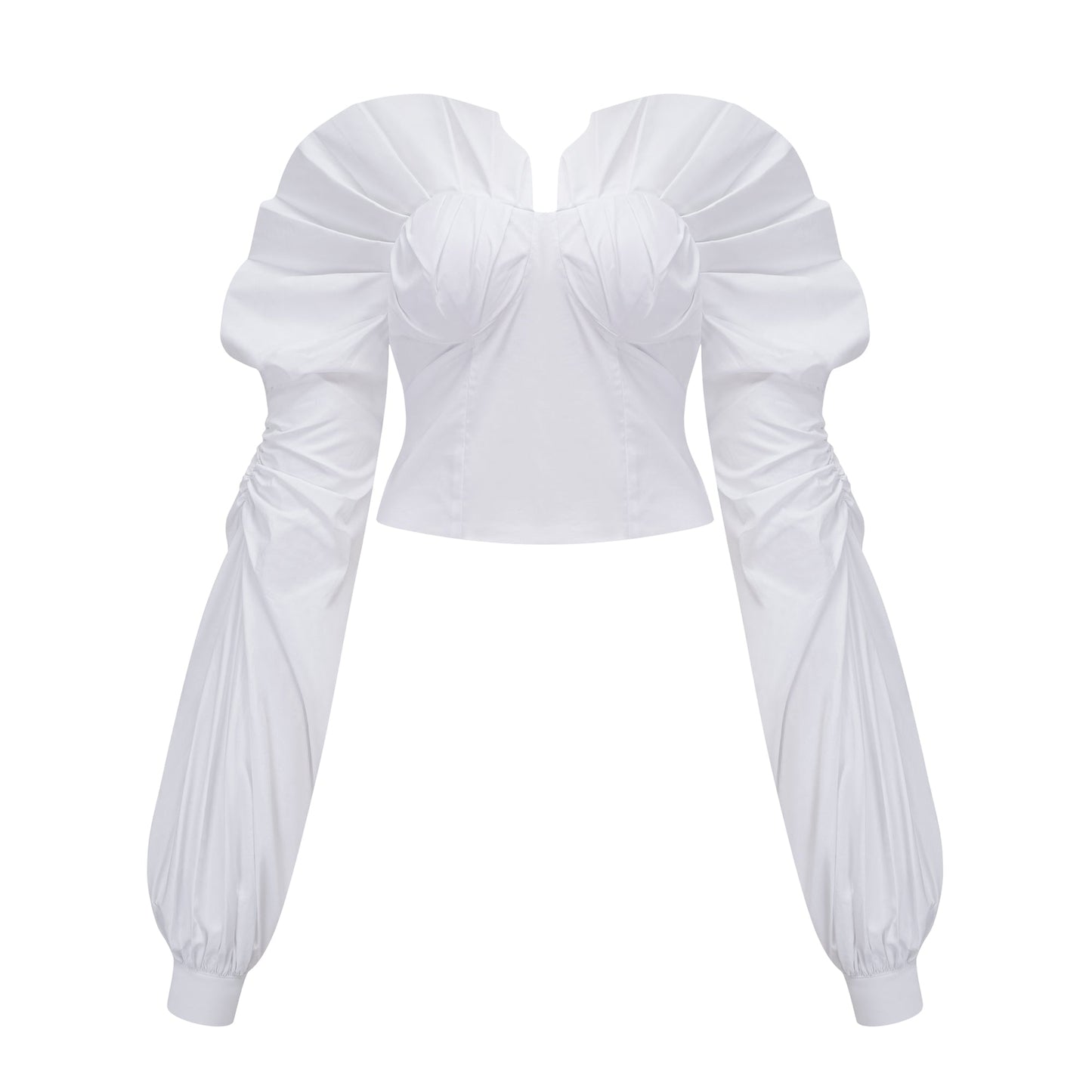 tiffany White off-shoulder Ruched Blouse & Skirt Set