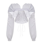 Flowering Girl Women tiffany White off-shoulder Ruched Blouse & Skirt Set