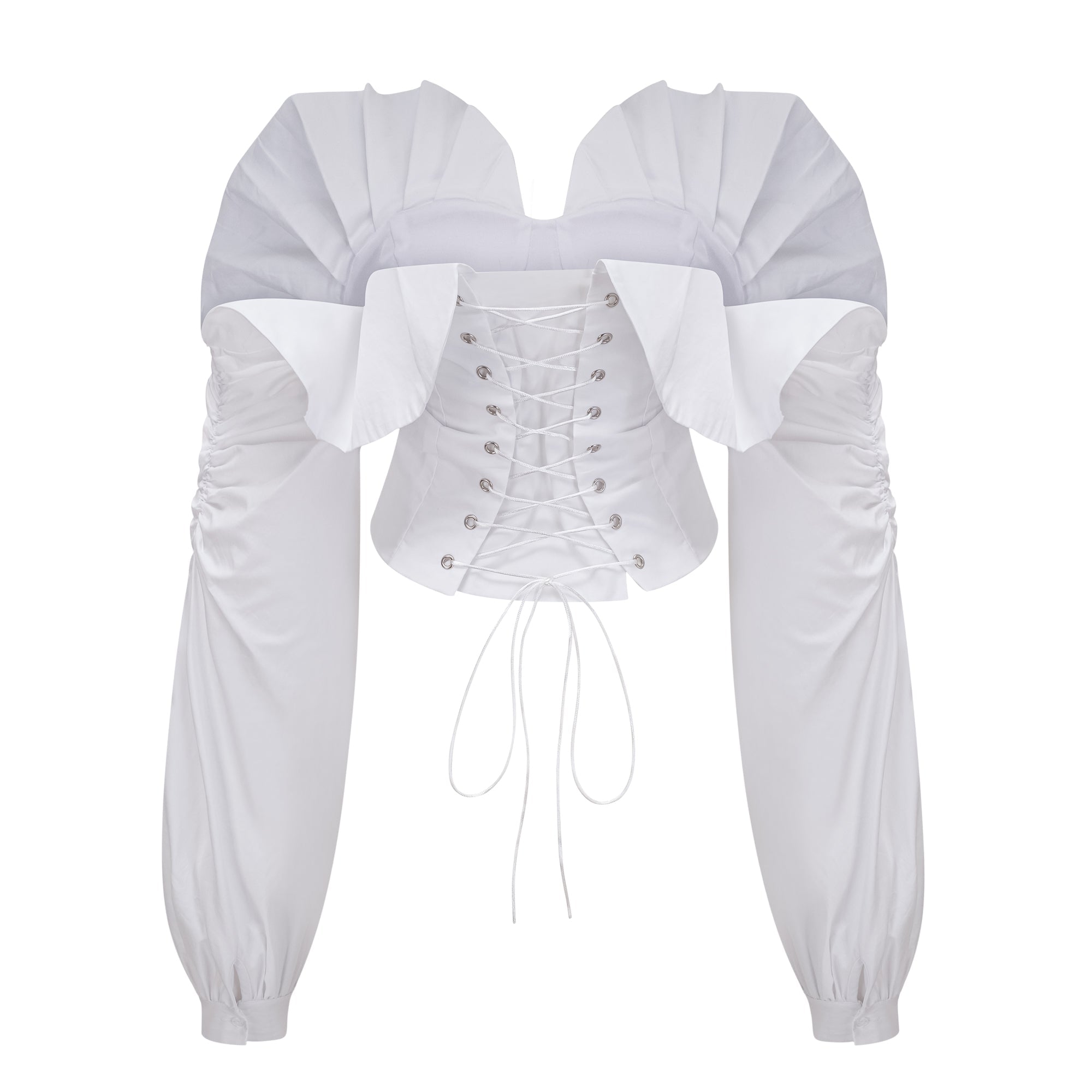 Flowering Girl Women tiffany White off-shoulder Ruched Blouse & Skirt Set