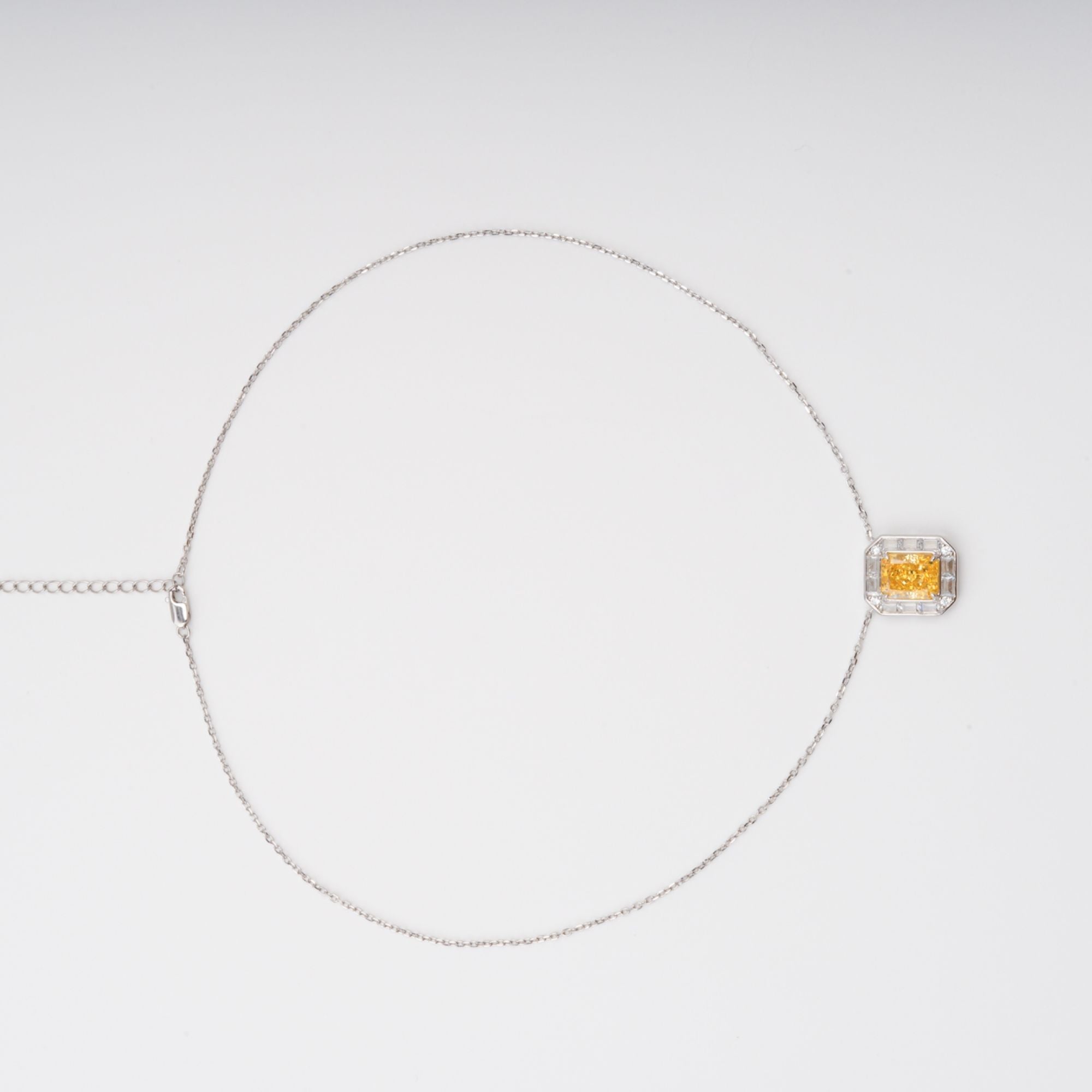 Eini Yellow Square Gemstone Pendant Sterling Silver Necklace