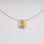 Eini Yellow Square Gemstone Pendant Sterling Silver Necklace