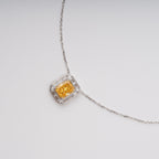 Eini Yellow Square Gemstone Pendant Sterling Silver Necklace
