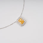 Eini Yellow Square Gemstone Pendant Sterling Silver Necklace