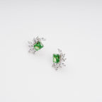 Meris Green Rectangular Gemstone Sterling Silver Earrings
