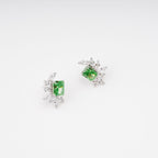 Meris Green Rectangular Gemstone Sterling Silver Earrings