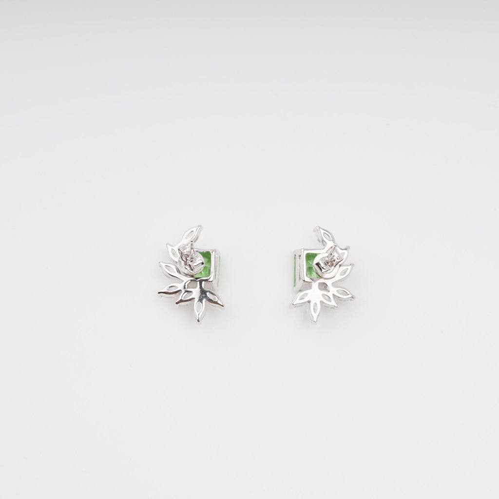 Meris Green Rectangular Gemstone Sterling Silver Earrings