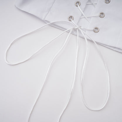 tiffany White off-shoulder Ruched Blouse & Skirt Set