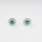 Erica Green Flower Shaped Gemstone Sterling Silver Earrings
