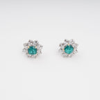 Erica Green Flower Shaped Gemstone Sterling Silver Earrings