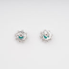 Erica Green Flower Shaped Gemstone Sterling Silver Earrings