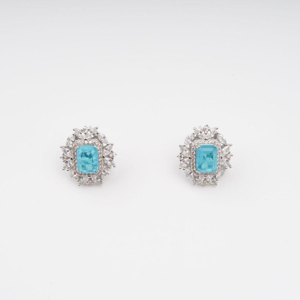 Kaisu Aquamarine Emerald Cut Gemstone Sterling Silver Earrings