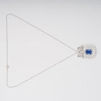 Flowering Girl Women Kaisu Blue Bow Gemstone Pendant Sterling Silver Necklace