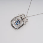Flowering Girl Women Kaisu Blue Bow Gemstone Pendant Sterling Silver Necklace