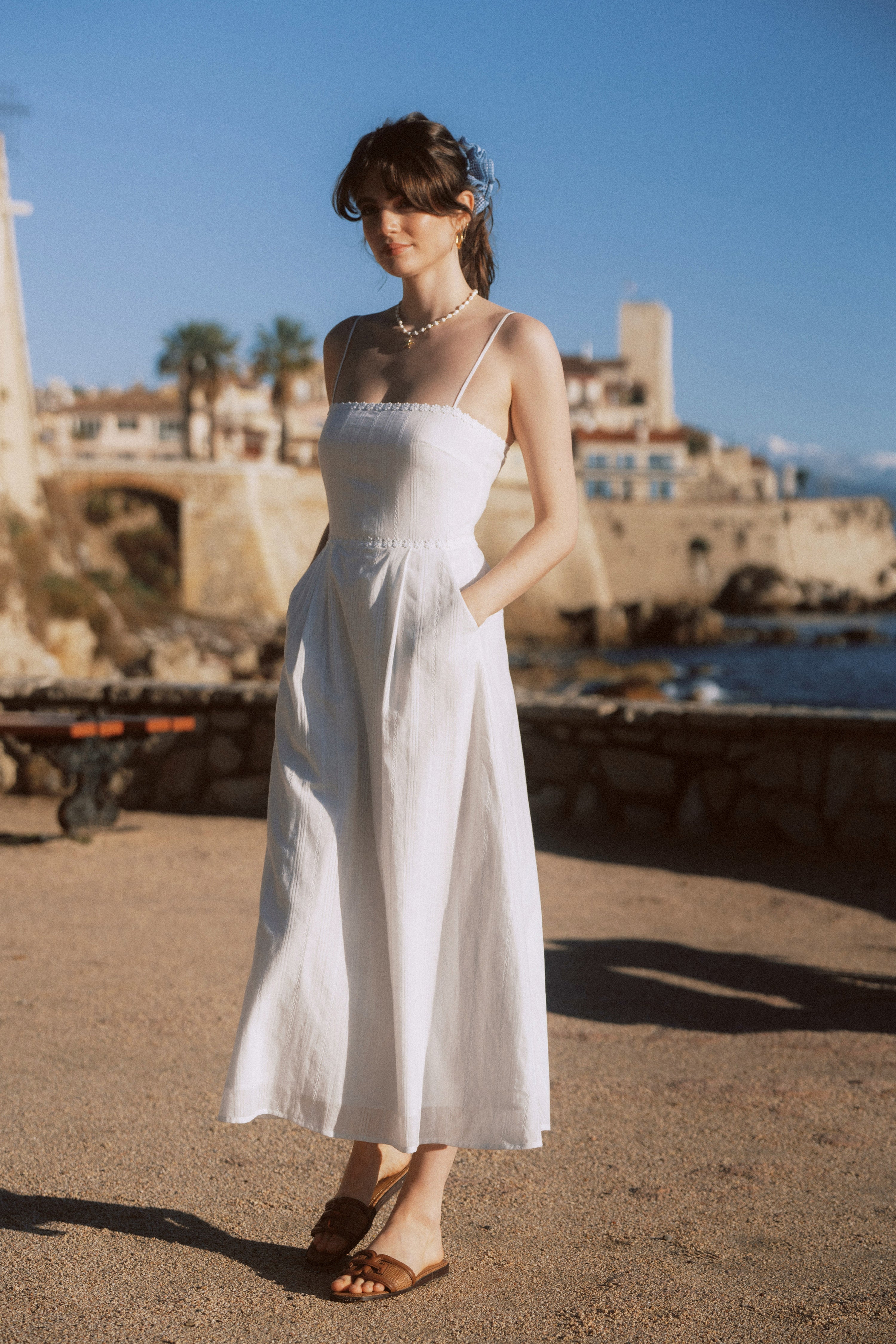 Flowering Girl Women gloria flower detail strapless maxi dress - white