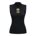 Flowering Girl Women Mock Neck Sleeveless Rib Knit Keyhole Cutout Top
