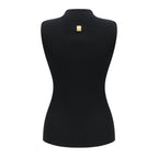 Flowering Girl Women Mock Neck Sleeveless Rib Knit Keyhole Cutout Top