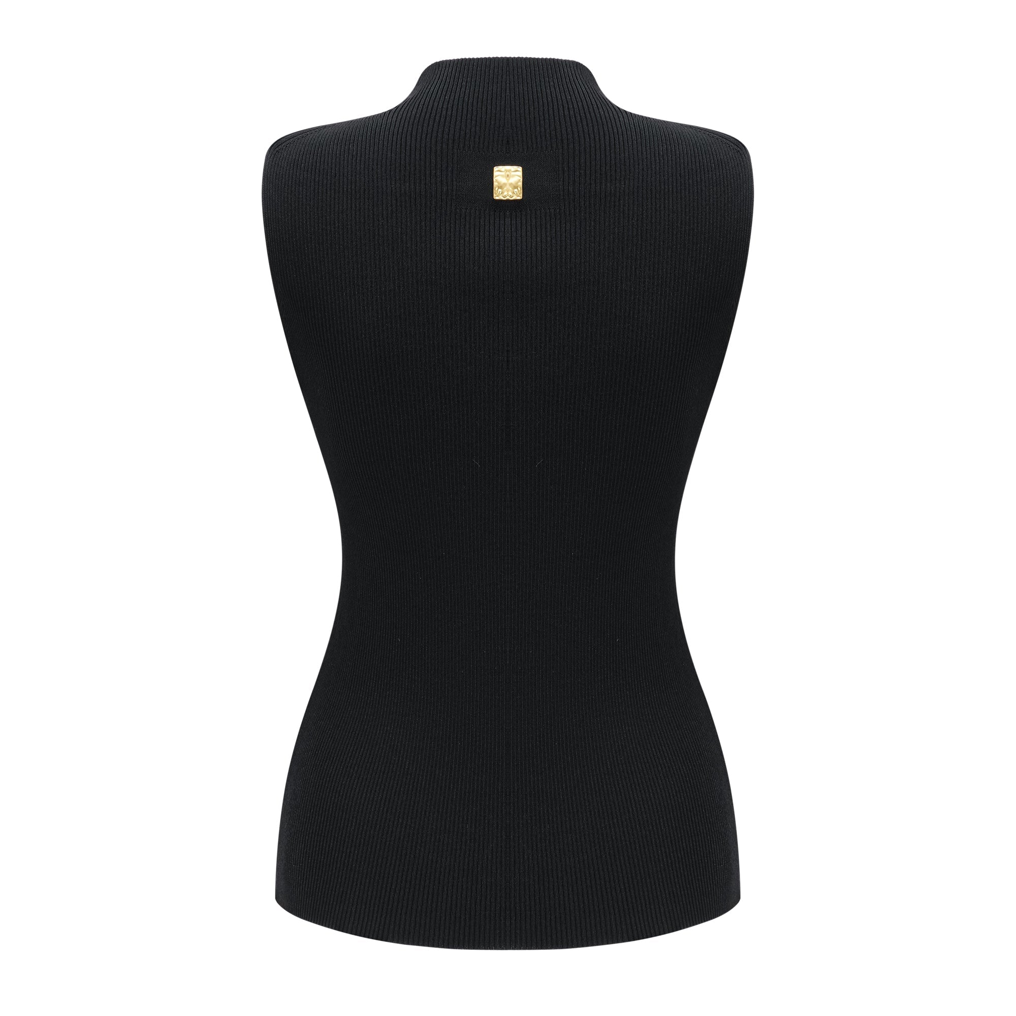 Flowering Girl Women Mock Neck Sleeveless Rib Knit Keyhole Cutout Top
