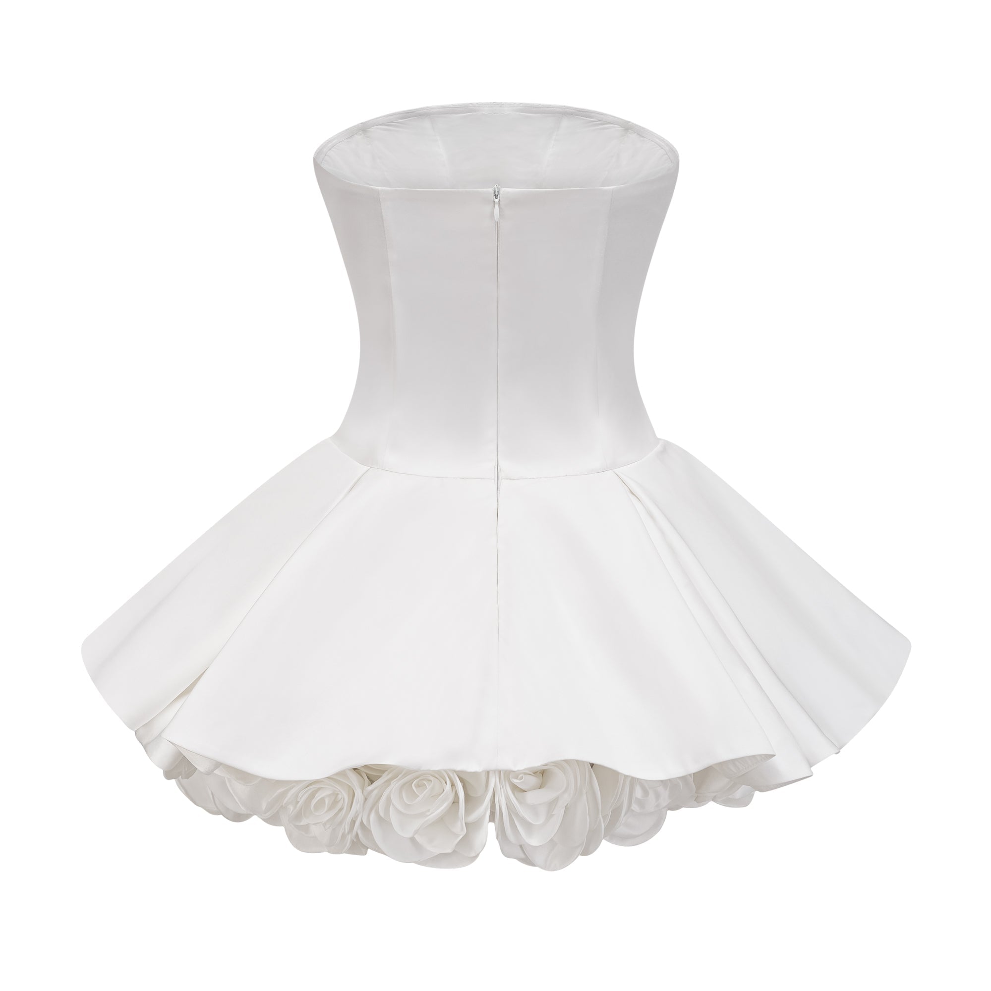 Lucie White Petal-Layered Strapless Corset Mini Dress