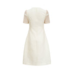 hermosa 3d floral embroidered hollow midi dress in apricot