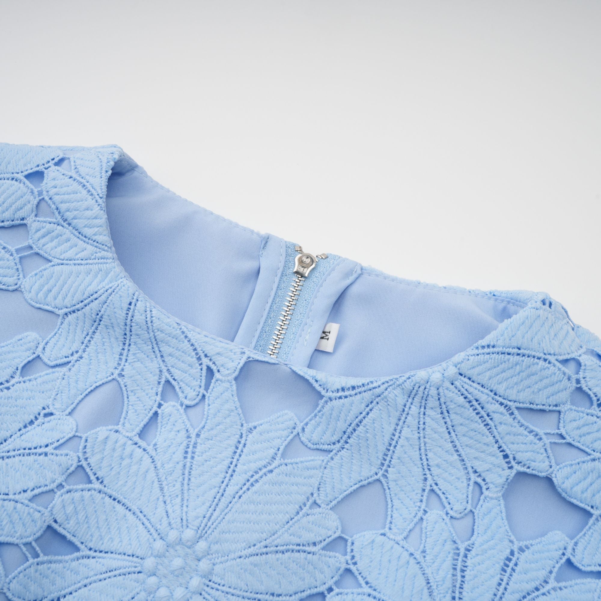 penny Openwork floral lace blouse maxi skirt set - blue