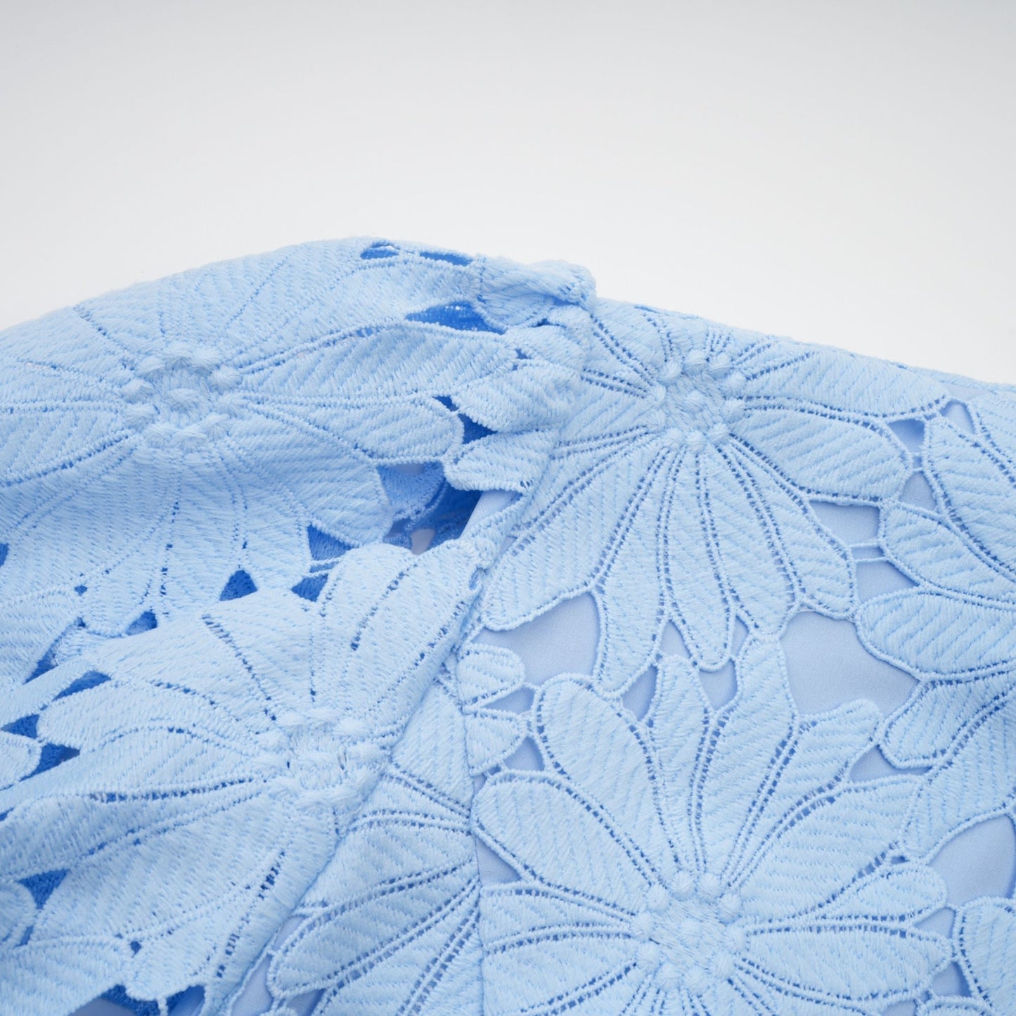 penny Openwork floral lace blouse maxi skirt set - blue