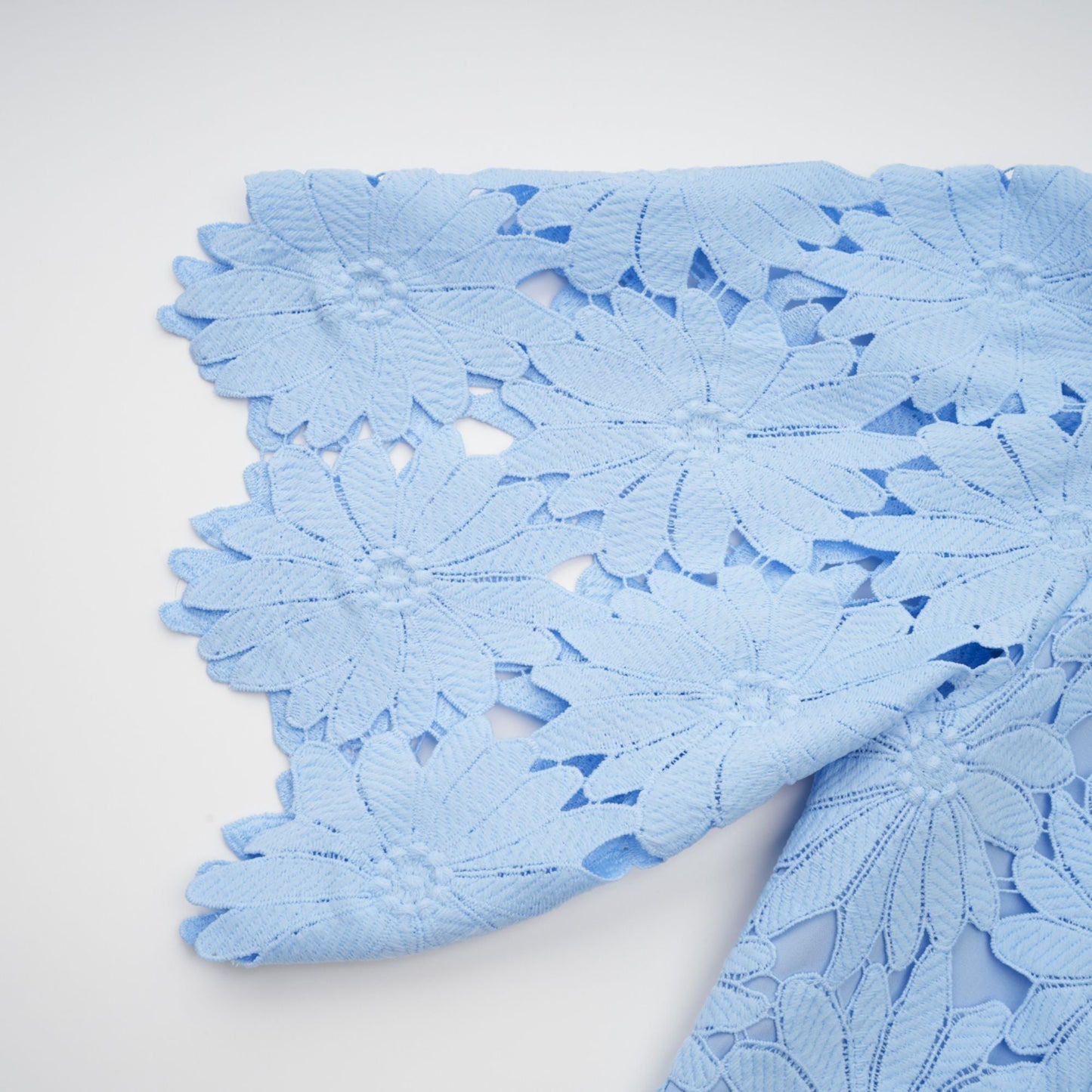 penny Openwork floral lace blouse maxi skirt set - blue
